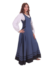 MISHA Cotton Blue - XV-XVI Century Inspired Medieval Viking Renaissance Sleeveless Over Dress
